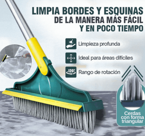 Escoba 3 en 1 Giratoria para Bordes y Rincones